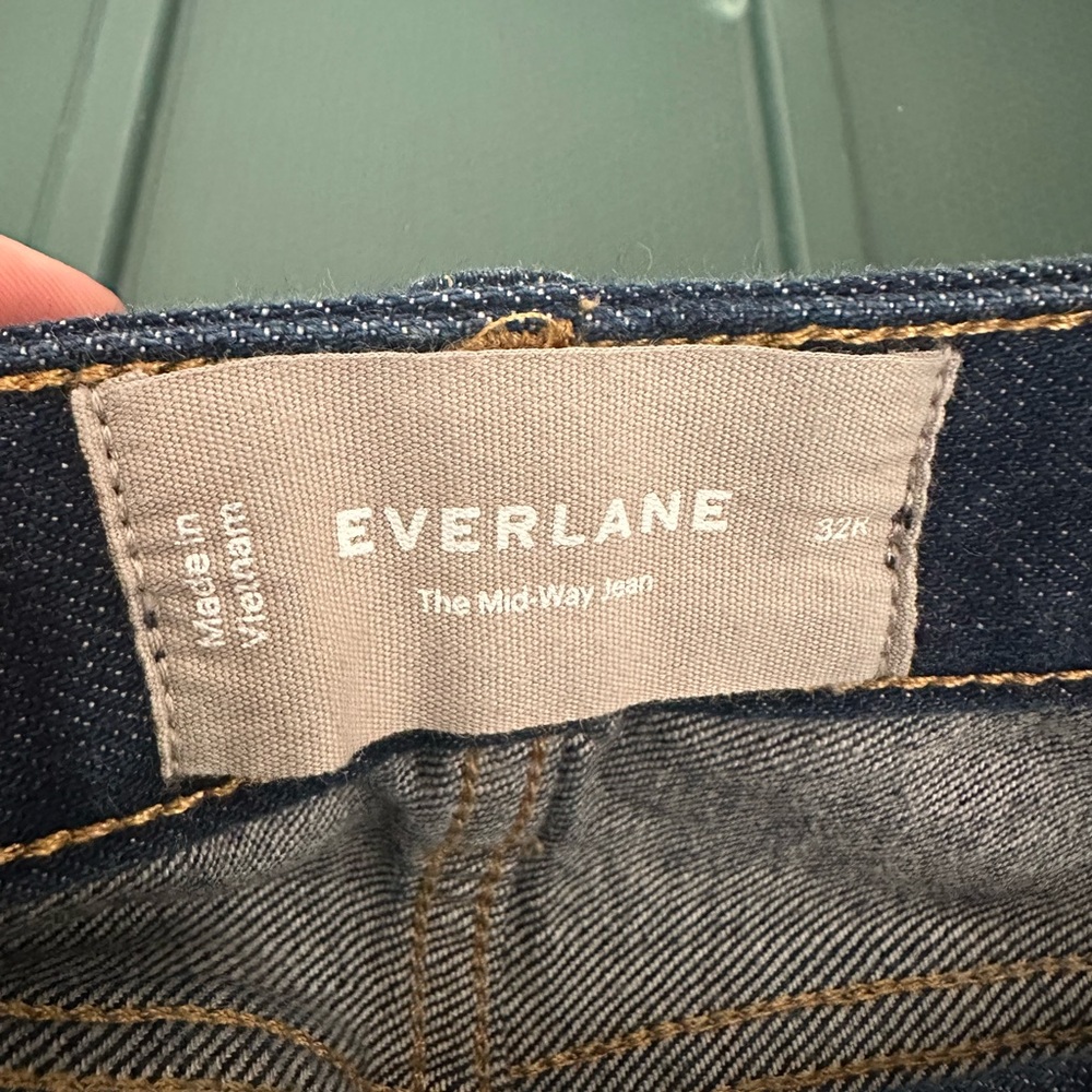 Everlane the Mid-Way Jean in true blue wash wide leg dark wash size 32 R - Picture 3 of 10